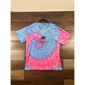 Tropix Jamaica Tie Dye T Shirt Mens XL Blue Pink One Love Souvenir Graphic Tee